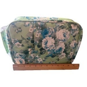 Green Blue Floral Zippered Pencil Carry Case Holds 100+ Colored Pencils Markers
